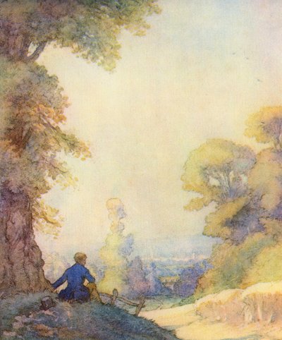 Ilustración para The Scholar-Gipsy de Matthew Arnold (litografia en color) de Frank Adams