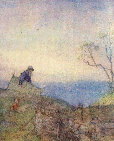 Ilustración para The Scholar-Gipsy de Matthew Arnold (litografia en color) de Frank Adams