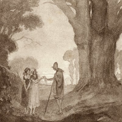 Ilustración para The Scholar-Gipsy de Matthew Arnold (litografia en color) de Frank Adams