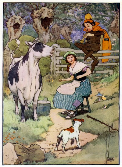 Ilustración para la historia de Tom el hijo del flautista de Frank Adams