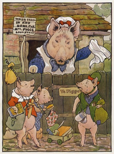 Ilustración para Los Tres Cerditos de Frank Adams