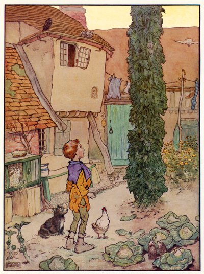 Jack y las habichuelas mágicas (litografía a color) de Frank Adams