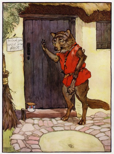 Caperucita Roja (litografía en color) de Frank Adams