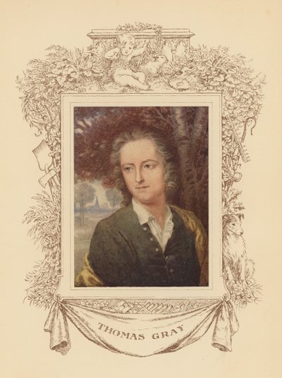 Retrato del poeta Thomas Gray (litografía en color) de Frank Adams