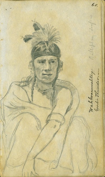 Retrato de Good Thunder con el traje de un jugador de pelota, 1851 de Frank Blackwell Mayer