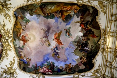 Fresco en el techo de la gran galería del palacio de Schönbrunn que representa una alegoría de la paz y la prosperidad, Viena, Austria, 2024 (foto) de Frank Buffetrille