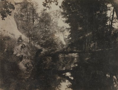 Paisaje con Figura Sentada en la Orilla del Arroyo, c. 1856 de Frank Chauvassaignes