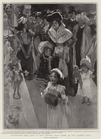 Inspeccionando los juguetes en la Exposición de Muñecas de la Verdad en el Albert Hall de Frank Craig