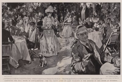 Aligerando las horas aburridas de la convalecencia, la fiesta del té dada por Lady Falkiner en los terrenos de su casa en Wynberg de Frank Craig
