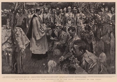 En la víspera de la batalla, la celebración de la Santa Comunión en el Veldt de Frank Craig