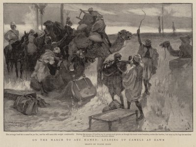 En la marcha hacia Abu Hamed, cargando camellos al amanecer de Frank Craig