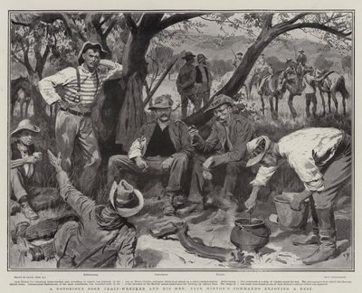 Un famoso saboteador de trenes bóer y sus hombres, el comando de Jack Hinton disfrutando de un descanso de Frank Dadd