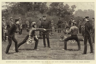 Lucha con bayoneta en Aldershot, un combate entre los equipos de los South Wales Borderers y el Welsh Regiment de Frank Dadd