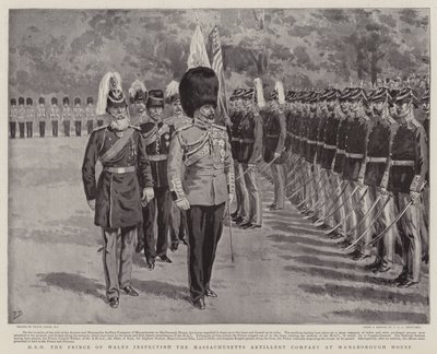 SAR el Príncipe de Gales inspeccionando la Compañía de Artillería de Massachusetts en Marlborough House de Frank Dadd