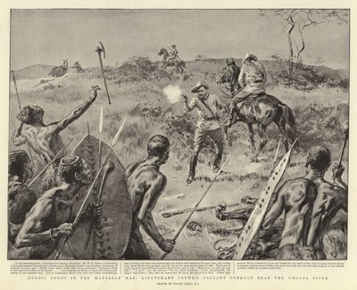 Hazañas heroicas en la Guerra de Matabele, la valiente conducta del teniente Crewe cerca del río Umguza de Frank Dadd