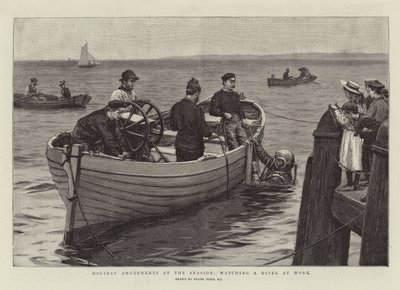 Diversiones de Vacaciones en la Playa, observando a un Buzo en Acción de Frank Dadd