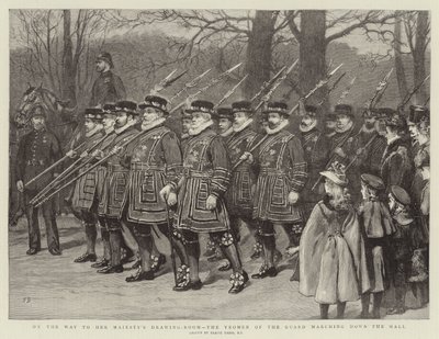 En camino al Salón de Audiencias de Su Majestad, los Yeomen de la Guardia marchando por el Mall de Frank Dadd