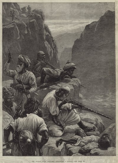La guerra afgana, hombres de la colina atacando un convoy de Frank Dadd