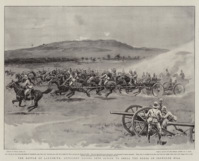 La batalla de Ladysmith, artillería corriendo a la acción para bombardear a los bóers en la colina Pepworth de Frank Dadd
