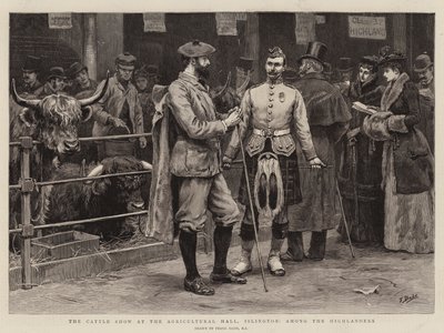 La exposición de ganado en el Salón de Agricultura, Islington, entre los montañeses de Frank Dadd
