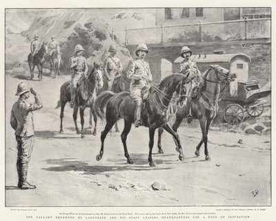 El valiente defensor de Ladysmith y su personal saliendo del cuartel general para una gira de inspección de Frank Dadd