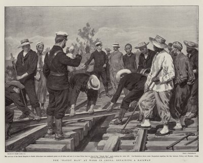El hombre hábil trabajando en China, reparando un ferrocarril de Frank Dadd