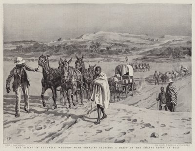 El Levantamiento en Rodesia, Carros con Suministros cruzando un Vado del Río Shashi en Tuli de Frank Dadd