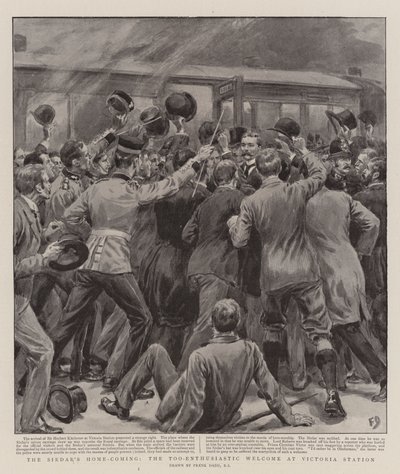 El Regreso a Casa del Sirdar, la Bienvenida Demasiado Entusiasta en la Estación Victoria de Frank Dadd