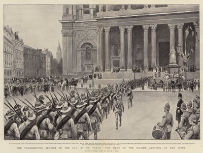 El servicio de acción de gracias del CIV en San Pablo, la cabeza de la columna llegando a los escalones de Frank Dadd
