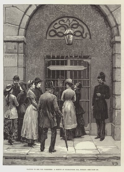 Esperando ver a los prisioneros, un boceto en la cárcel de Kilmainham, Dublín de Frank Dadd