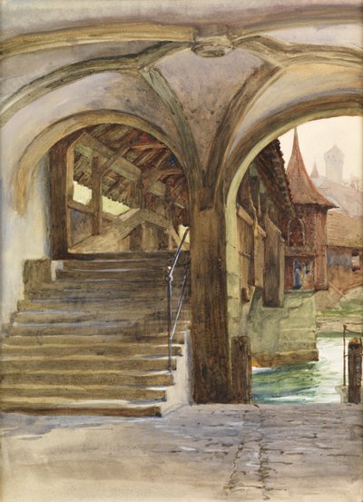 Puente en Lucerna de Frank Dicksee