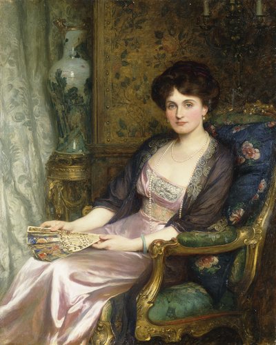 Retrato de una dama que se dice es la esposa del artista, 1911 de Frank Dicksee
