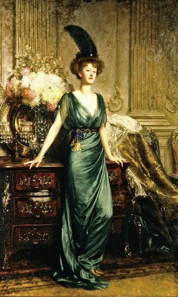 Retrato de la Honorable Sra. Ernest Guiness de Frank Dicksee