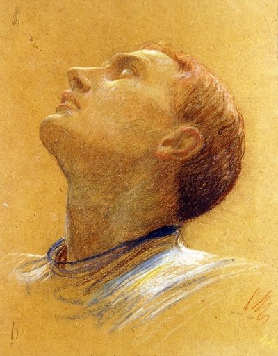 Estudio de una cabeza volteada de Frank Dicksee