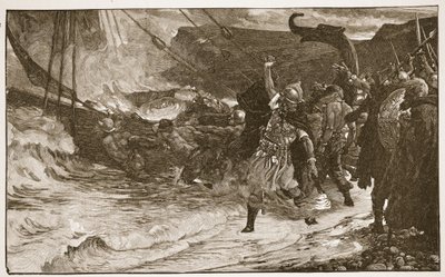 El funeral de un vikingo, ilustración de 