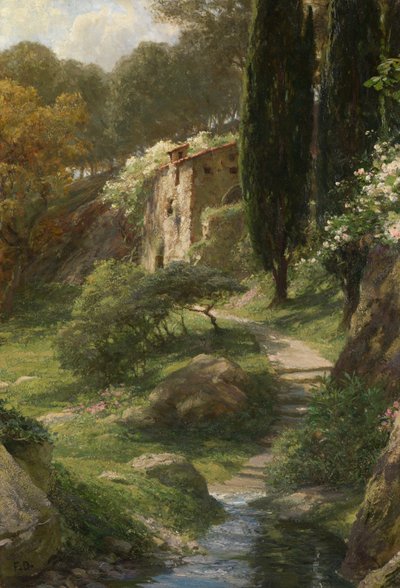 El Viejo Molino de La Mortola (Óleo sobre tabla) de Frank Dicksee