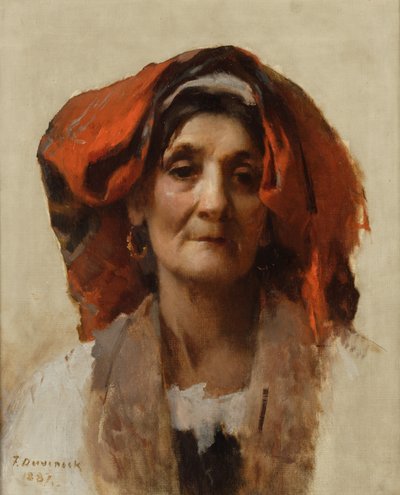 Cabeza de una mujer italiana, 1887 de Frank Duveneck