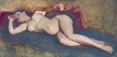 Desnudo recostado (óleo sobre lienzo) de Frank Duveneck