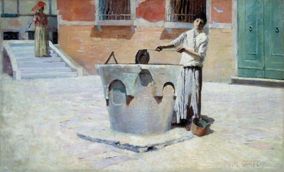 Escena italiana cerca de la fuente, s.f. de Frank Edwin Scott