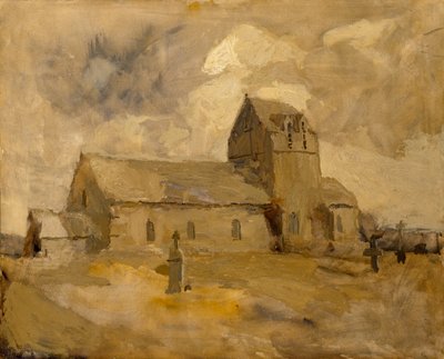 Iglesia y cementerio del pueblo, Bretaña de Frank Edwin Scott