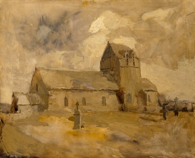 Iglesia y cementerio del pueblo, Bretaña, s.f. de Frank Edwin Scott