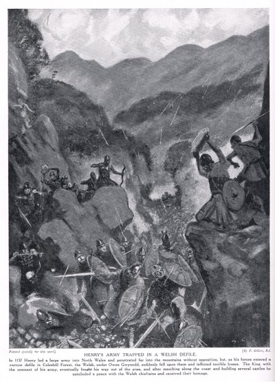 El ejército de Enrique atrapado en un desfiladero galés, años 1920 de Frank Gillett