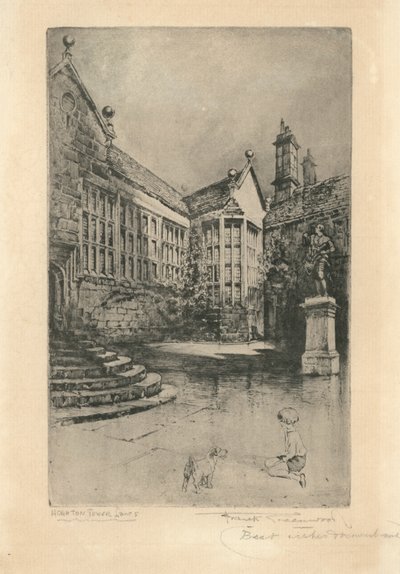 Torre Hoghton, Lancashire (litografía) de Frank Greenwood