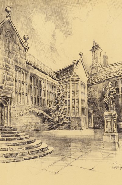 Torre Hoghton, Patio Superior (litografía) de Frank Greenwood
