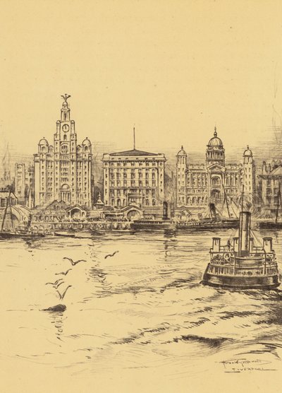 Liverpool, The New Water Front (litografía) de Frank Greenwood