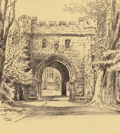 Abadía de Whalley, La Puerta del Noreste (litografía) de Frank Greenwood