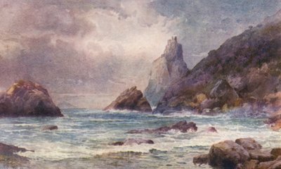 Nueva Zelanda: Bream Head, Whangarei Heads (litografía en color) de Frank H Wright