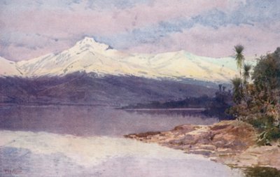 Nueva Zelanda: Diamond Lake (litografía en color) de Frank H Wright