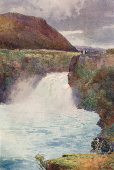Nueva Zelanda: Huka Falls (litografía en color) de Frank H Wright