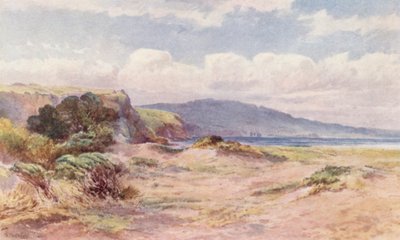 Nueva Zelanda: En la playa de Ngunguru (litografía en color) de Frank H Wright